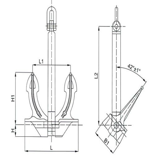 Японский бесштоковый якорь 1250x1750x1290 мм ZG200-400